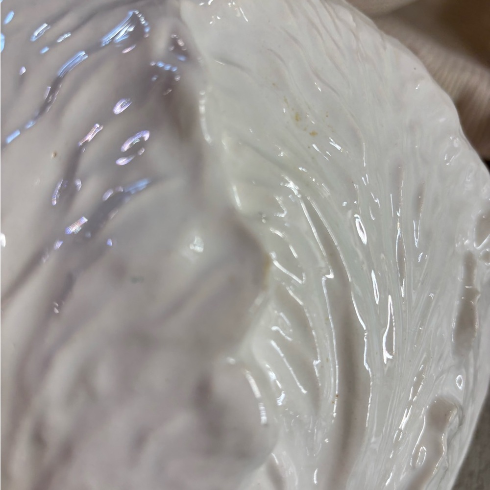 White Ceramic Cabbage Whittier Pottery Tureen with Lid and Ladle - Picture 10 of 16